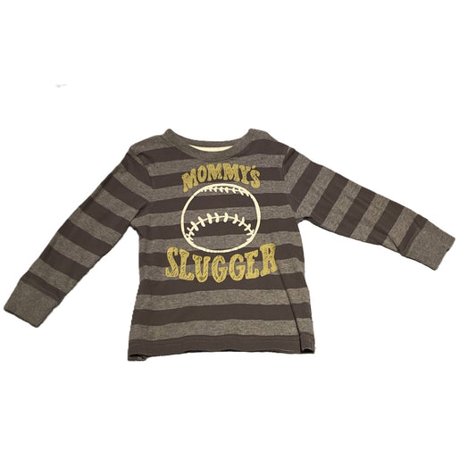3T Boys Jumping Beans Mommy's Slugger Gray Striped Shirt