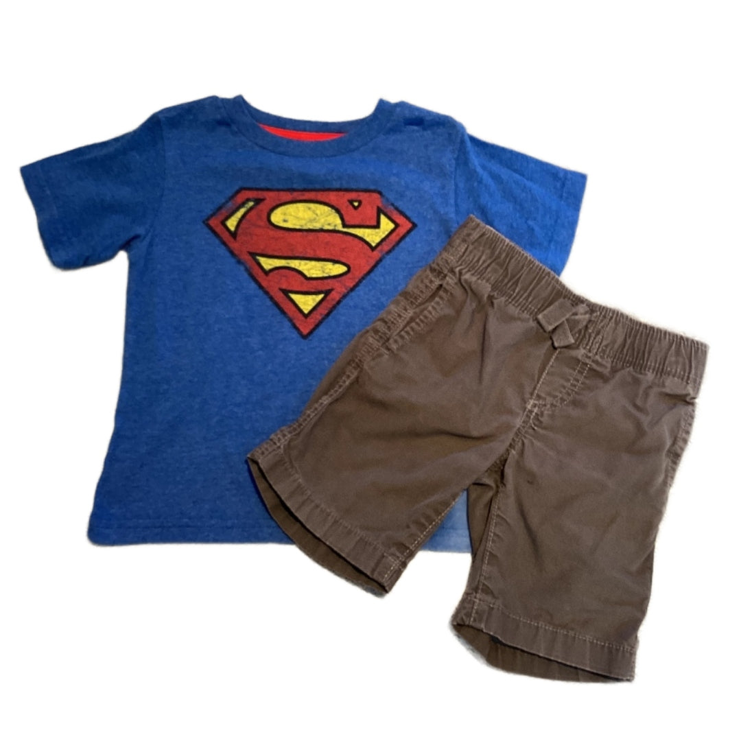2T Boys Superman Tshirt, Crazy 8 Gray Cargo Shorts
