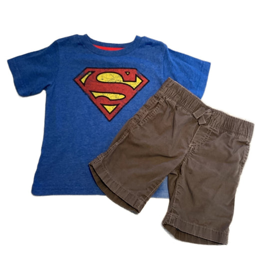 2T Boys Superman Tshirt, Crazy 8 Gray Cargo Shorts