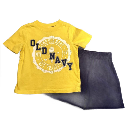 2T Boys Old Navy Yellow Vintage Tshirt, Navy Blue  Shorts