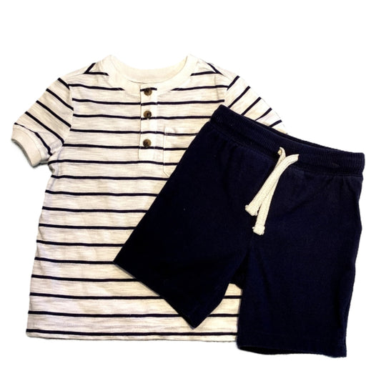 2T Boys Old Navy Navy and White Striped Tshirt, Old Navy Drawstring Shorts