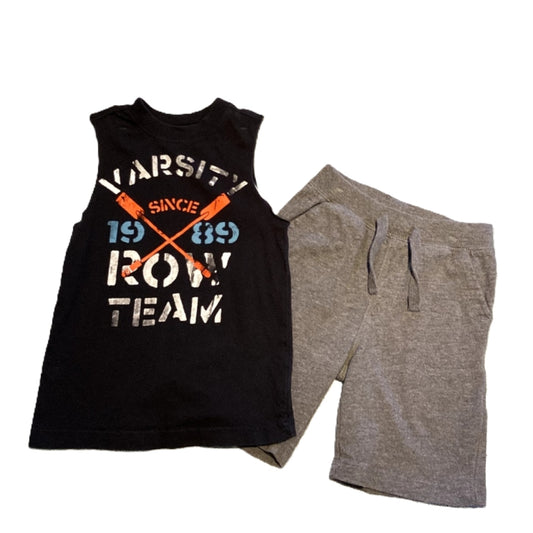 2T Boys Childrens Place Varsity Rowing Tank Top, Baby Gap Gray Drawstring Shorts