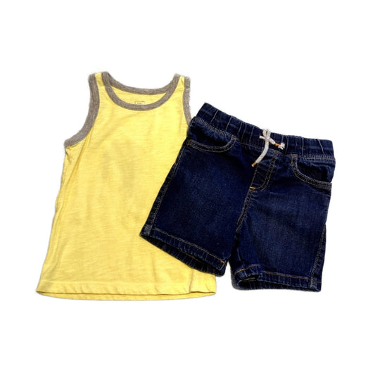 2T Boys Baby Gap Yellow Tank Top, Jumping Beans Jean Shorts