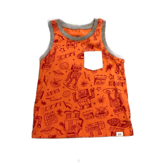 2T Boys Baby Gap Orange Robot Tank Top