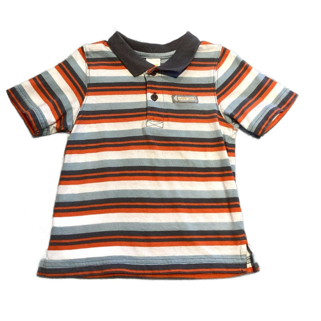 2T Boys Gymboree Orange, Blue, and Gray Striped Polo