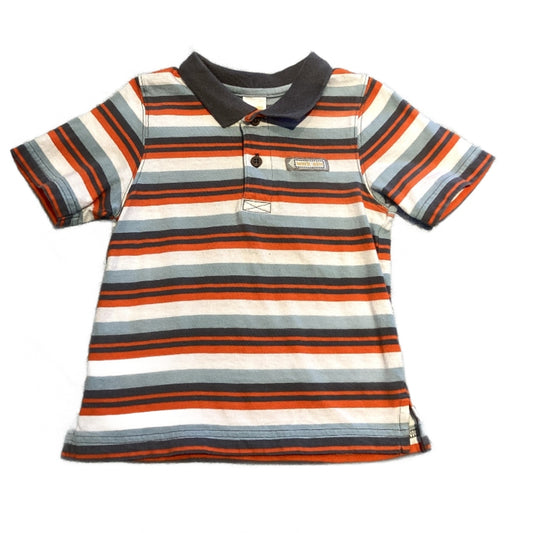 2T Boys Gymboree Orange, Blue, and Gray Striped Polo