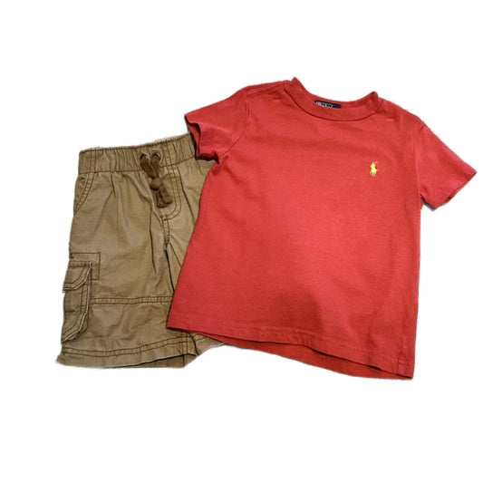 2T Boys Polo by Ralph Lauren Red Tshirt, Carter's Cargo Shorts