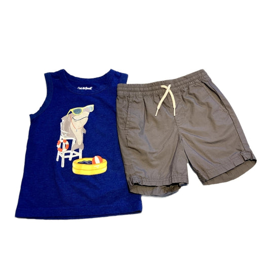 2T Boys Cat & Jack Shark Tank Top, Old Navy Gray Shorts