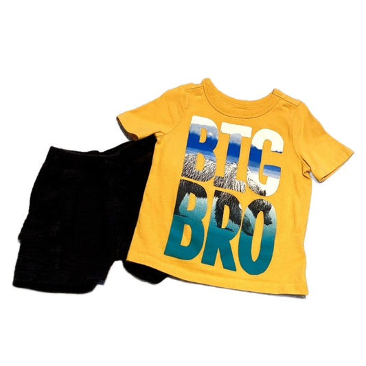 2T Boys Old Navy Big Bro Tshirt, Jumping Beans Black Cloth Shorts
