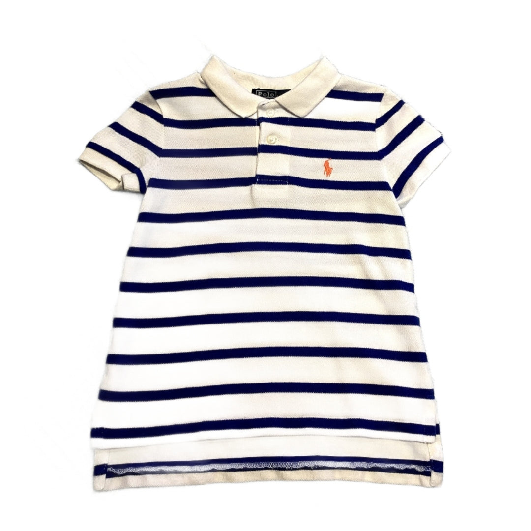 2T Boys Polo by Ralph Lauren White and Blue Polo Shirt
