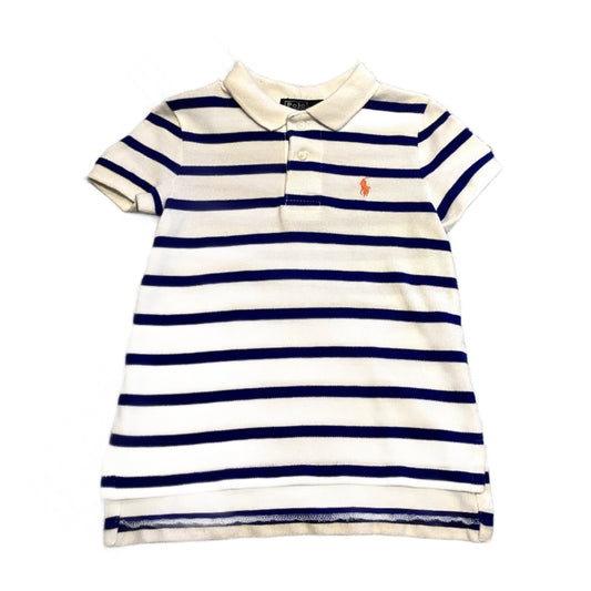 2T Boys Polo by Ralph Lauren White and Blue Polo Shirt