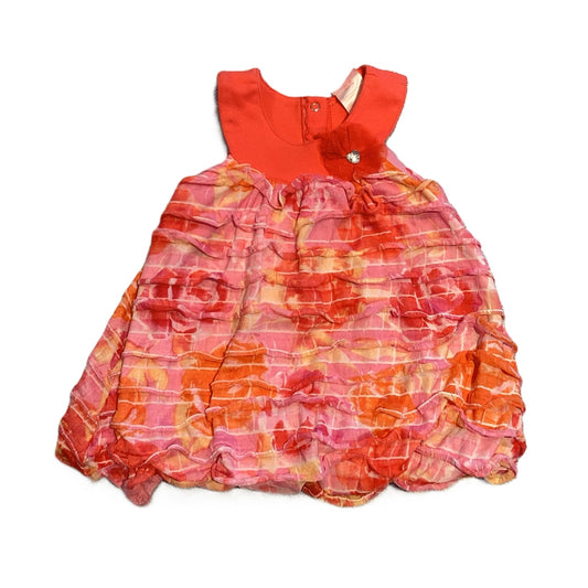 18-24 Girls Nannette Girl Pink, Orange, and Red Ruffle Dress