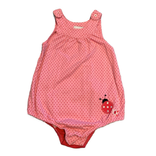 18-24 Girls First Impressions Pink and Red Polka Dot Bubble Onesie with Ladybug