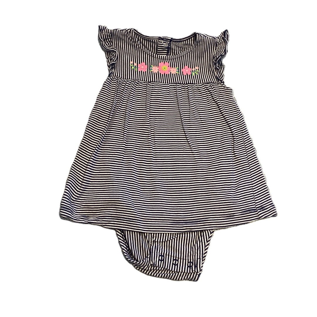 18-24 Girls Carter's Navy Blue and White Striped Dress with Built-In Bloomers
