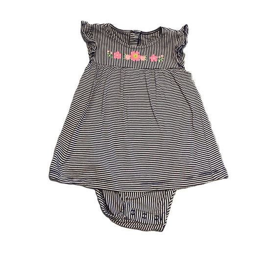 18-24 Girls Carter's Navy Blue and White Striped Dress with Built-In Bloomers