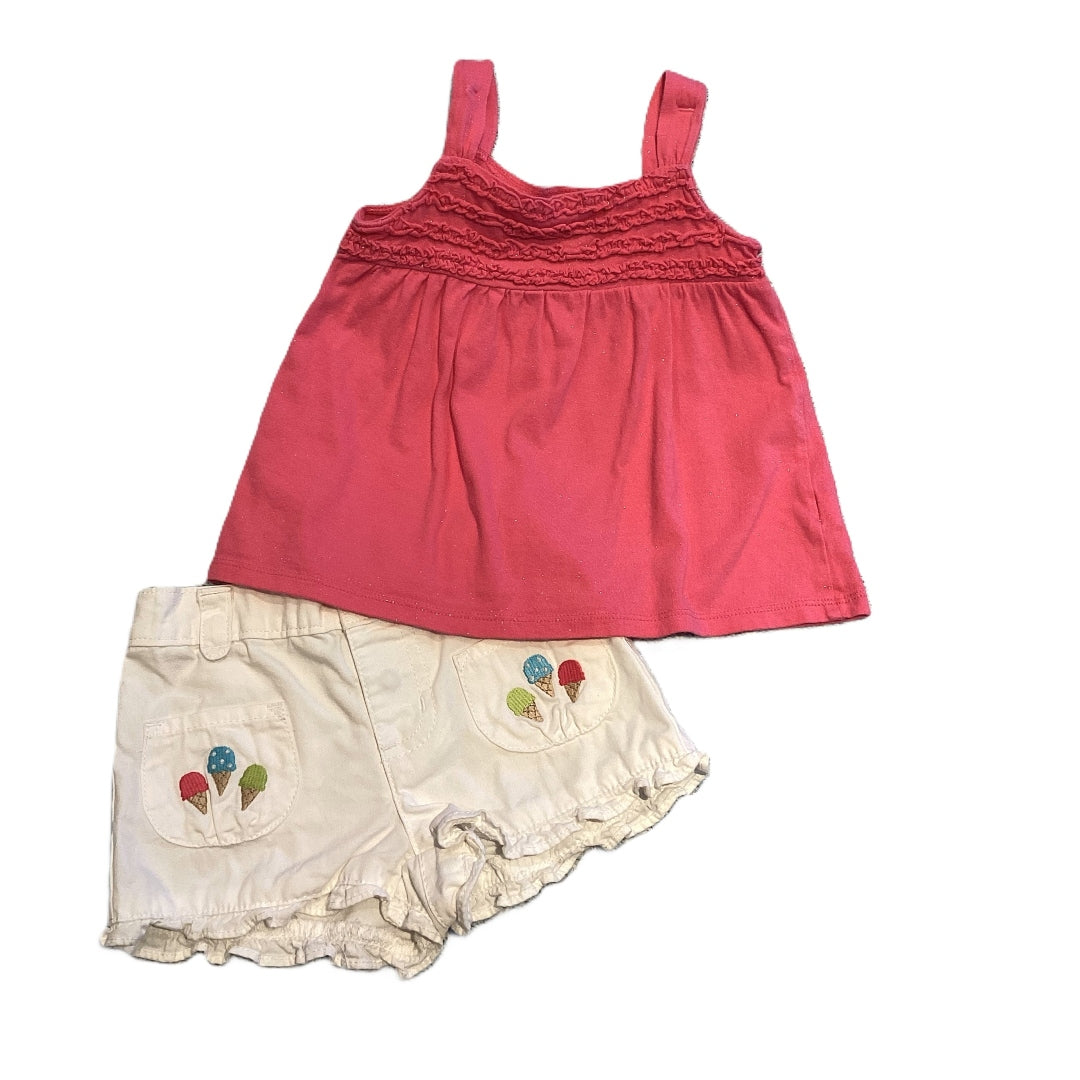 18-24 Girls Jumping Beans Pink Tank Top, White Gymboree Denim Shorts