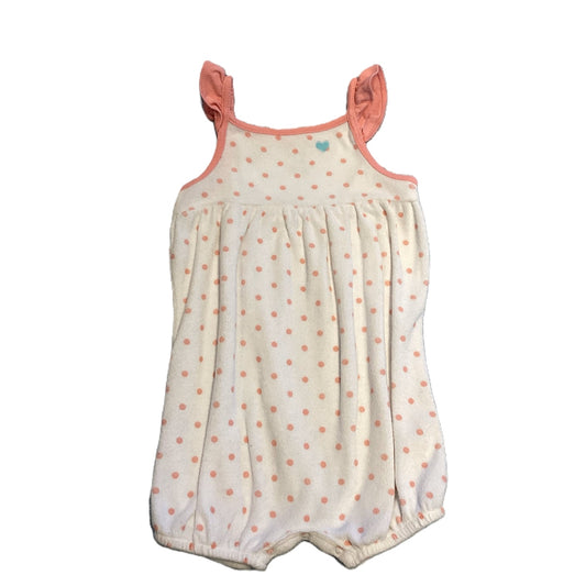 18-24 Girls Carter's White Terry Cloth Polka Dot Bubble Onesie