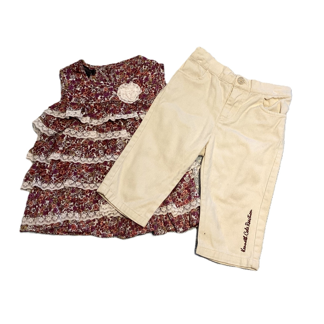 18-24 Girls Kenneth Cole Reaction Ruffle Floral Shirt and Khaki Pants