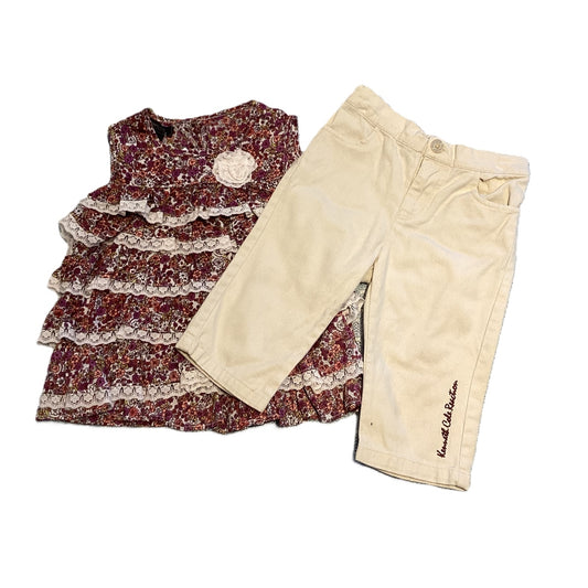 18-24 Girls Kenneth Cole Reaction Ruffle Floral Shirt and Khaki Pants
