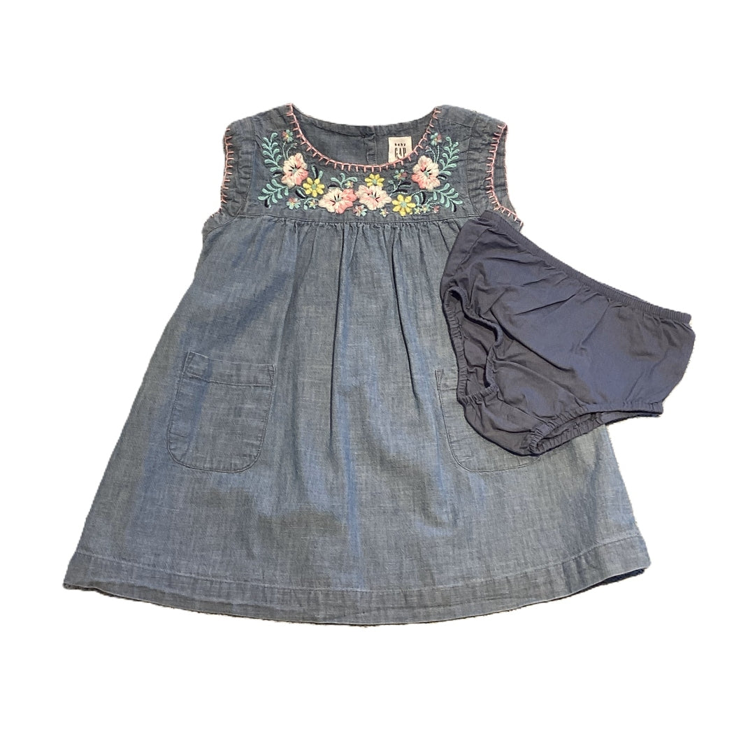 18-24 Girls Baby Gap Denim Dress with Floral Accents