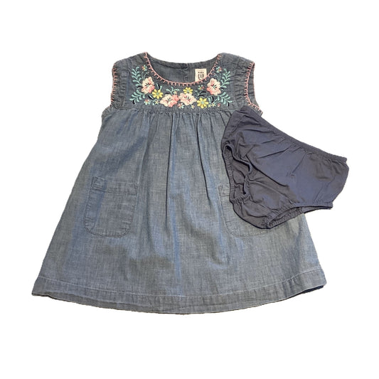 18-24 Girls Baby Gap Denim Dress with Floral Accents
