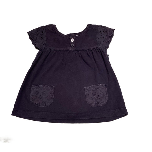 9-12 Girls Carter's Navy Embroidred Sleeve Button Shirt
