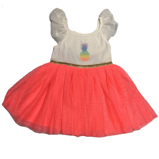 9-12 Girls Cat & Jack White/Hot Pink Tulle Pineapple Dress