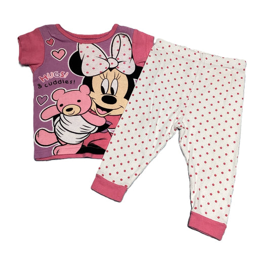 9-12 Girls Disney Baby Minnie Pink 2 Piece Pajamas