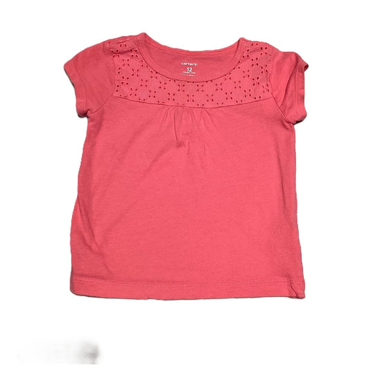 9-12 Girls Carter's Dark Pink Embroidered Top Shirt