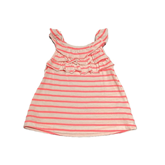 9-12 Girls Carter's Ruffled White/Hot Pink Tank Top