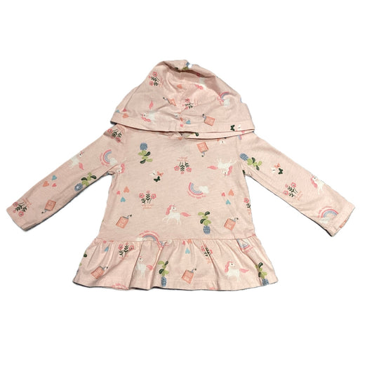 9-12 Girls Carter's Pale Pink Hoodie w/Unicorns and Rainbows