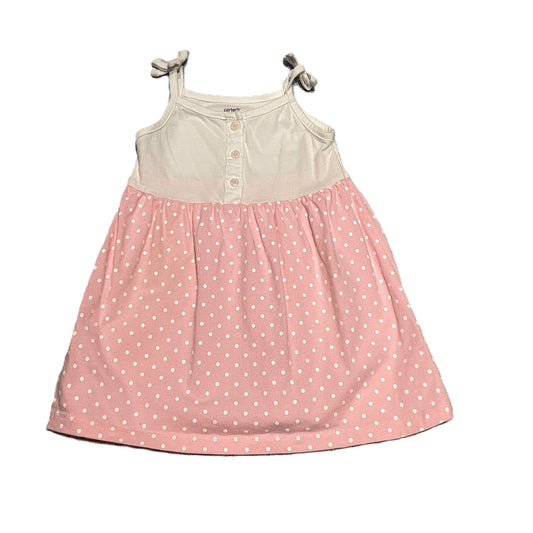 9-12 Girls Carter's White Sleeveless Dress w/Pink Polka Dotted Skirt