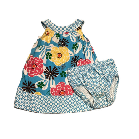 9-12 Girls Carter's Blue Tropical Dress w/Bloomers
