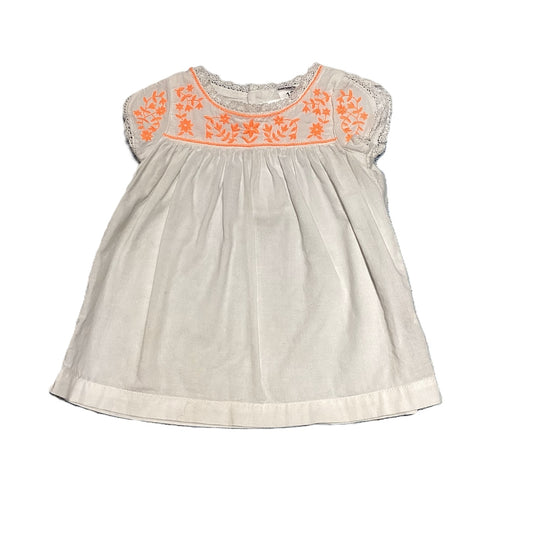 9-12 Girls Carter's White Blouse w/Orange Neckline Embroidery