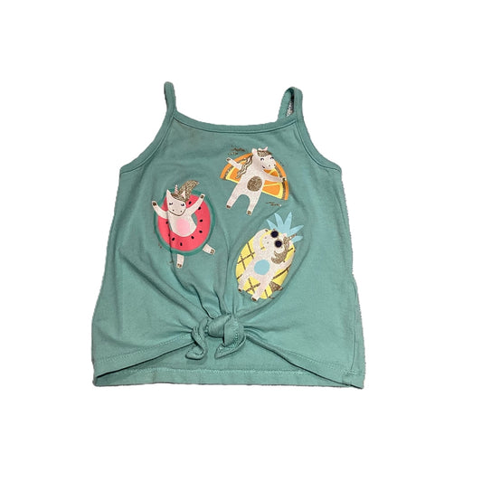 9-12 Girls Carter's Teal Summer Fun Unicorns Twist Front Tank