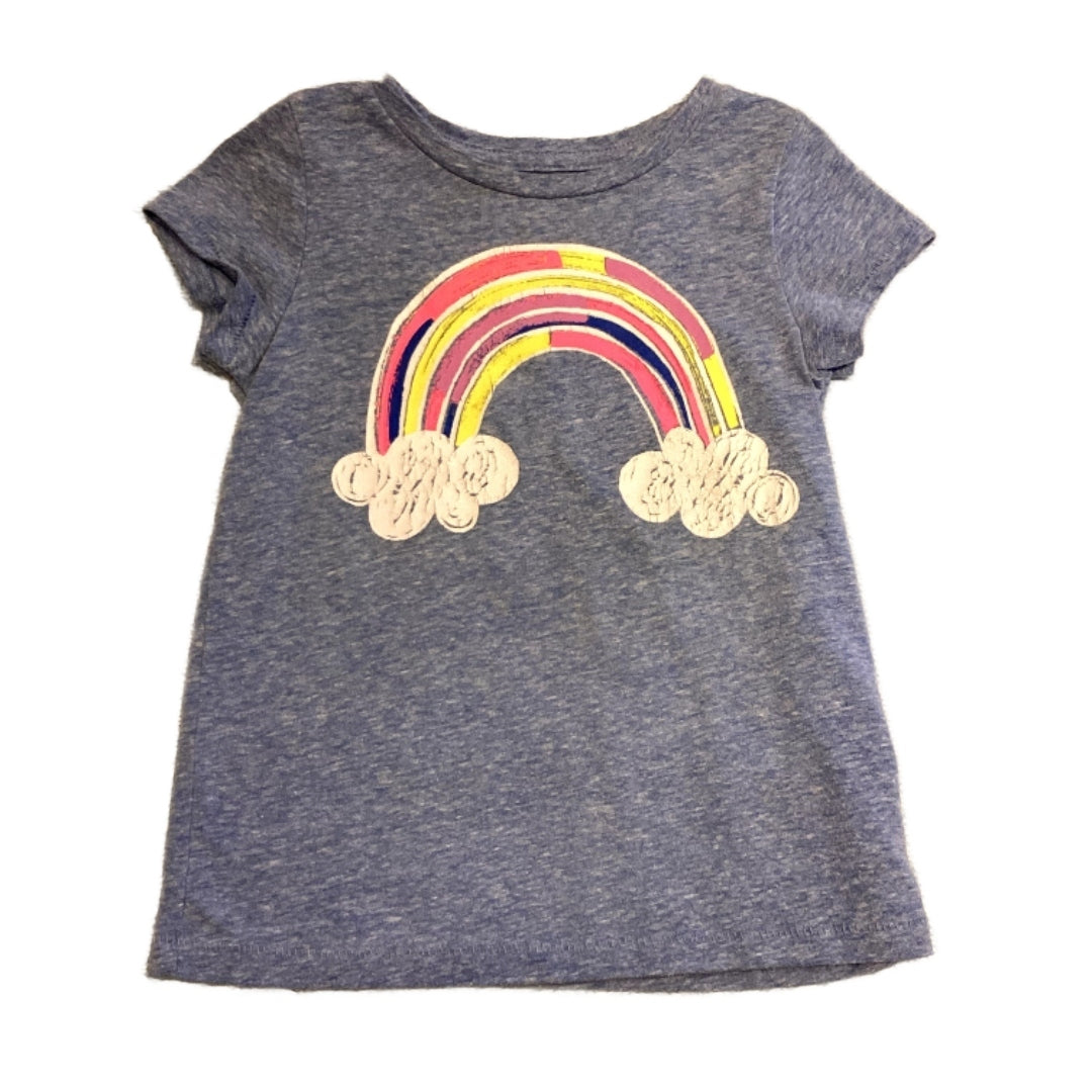 2T Girls Cat & Jack Blue Distressed Rainbow Tshirt