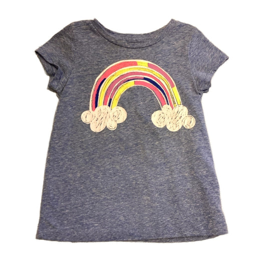 2T Girls Cat & Jack Blue Distressed Rainbow Tshirt