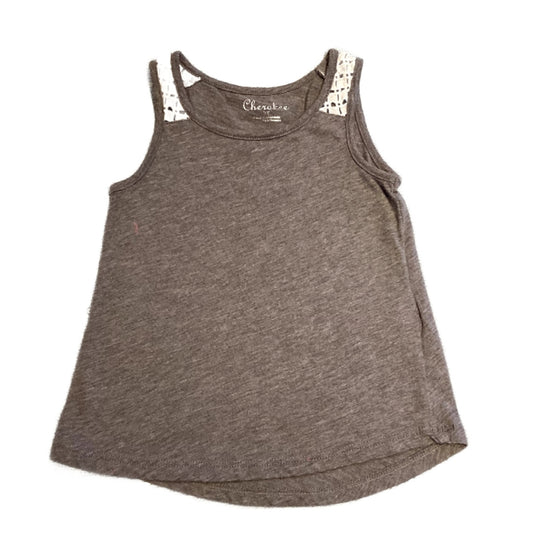 2T Girls Cherokee Gray Tank Top with White Lace Detail