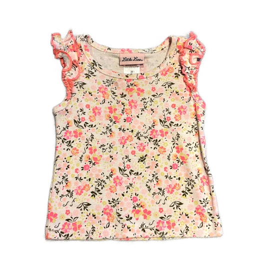 2T Girls Little Lass Neon Pink Floral Tank Top