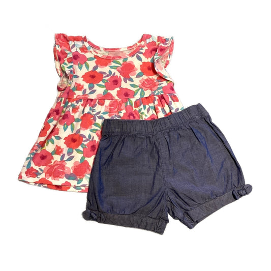 2T Girls Children's Place Multi-Colored Floral Shirt, Carter's Denim  Shorts