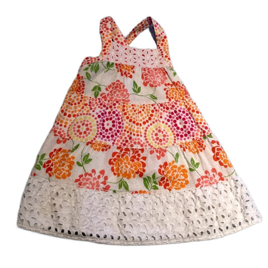 2T Girls Penelope Mack White and Multi-Colored Floral Dress