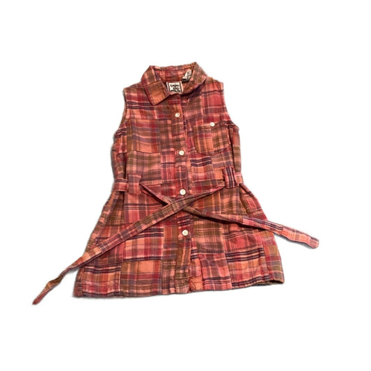 2T Girls Cotton Kids Plaid Dress with Front Tie
