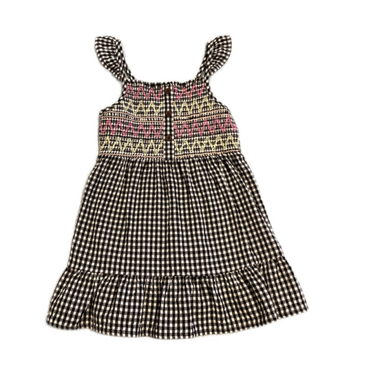 2T Girls Cat & Jack White and Black Checkered Sundress with Pink Detail