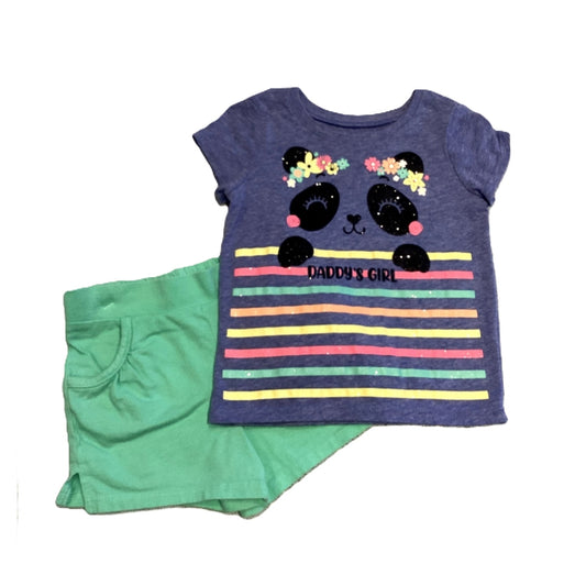 2T Girls Children's Place Panda Daddy's Girl Tshirt, Mint Green Old Navy Shorts