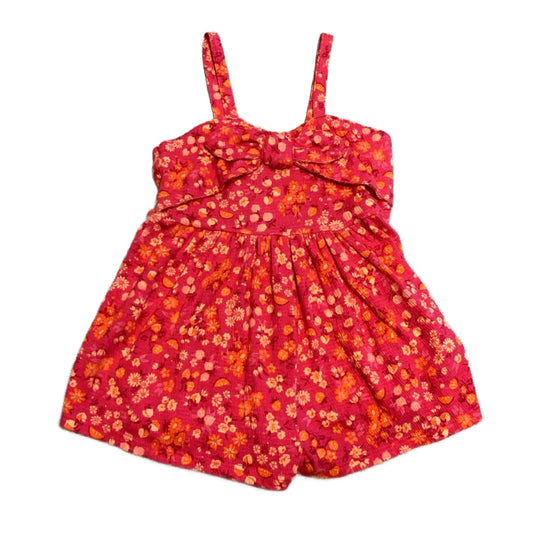 2T Girls Carter's Pink and Orange Floral and Fruit Romper
