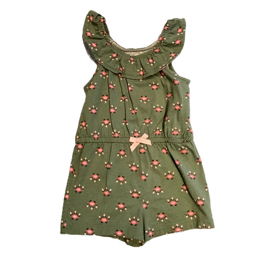 2T Girls Just One You Green and Pink Floral Romper