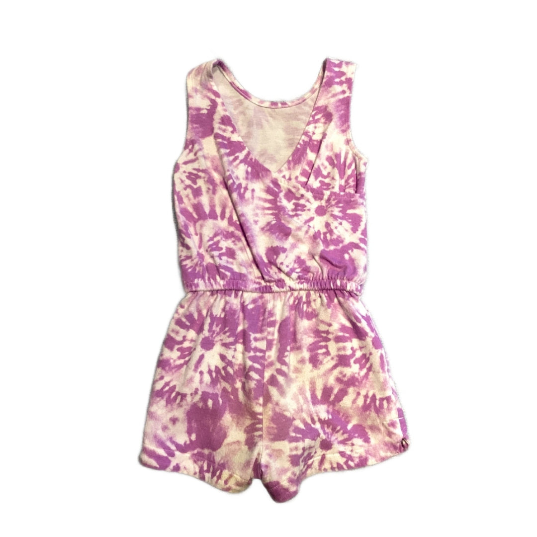 2T Girls Cat & Jack White and Purple Tie-Dye Romper with Crossed Back