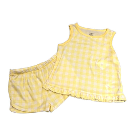 2T Girls Carter's White and Yellow Checkered Matching Tank Top and Shorts