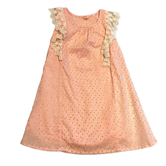 2T Girls Mila & Emma New Pink Polka Dot with Lace Detail Dress