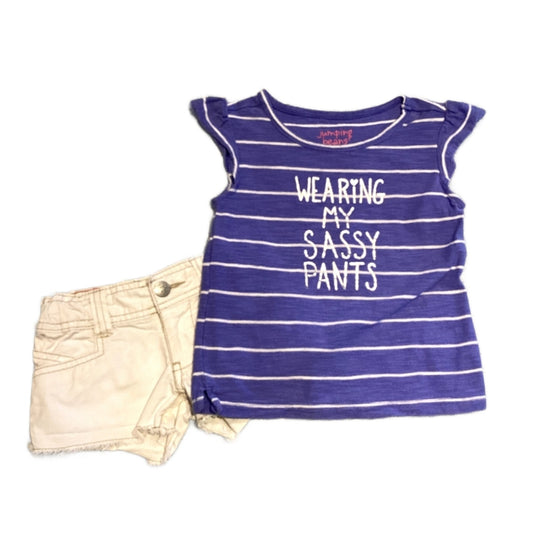 2T Girls Jumping Beans Sassy Pants Tshirt, Sprockets White Shorts